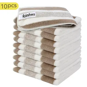 10 Pack Nordic Style Striped Microfiber Cleaning Towels, Strong Absorbent Quick Dry Kitchen Dishcloths, Household Cleaner Helper, Household Cleaning Supplies