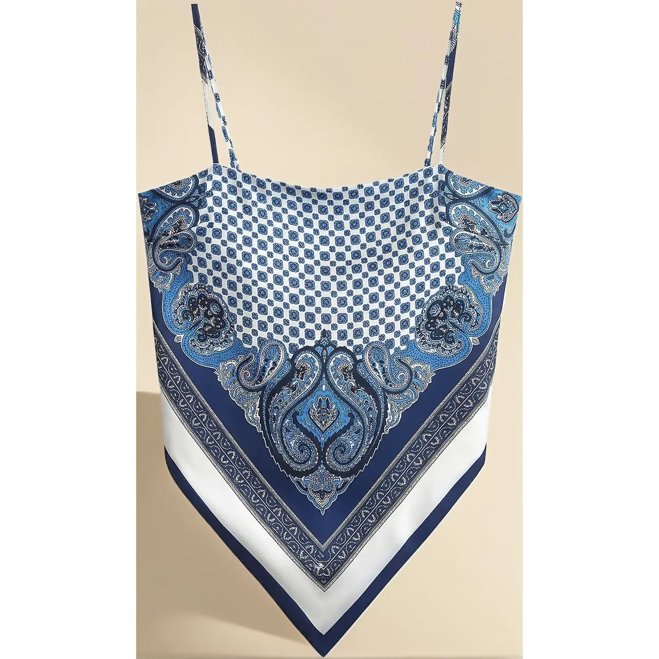 Women's Paisley Satin Tube Top - Sleeveless Bohemian Bandana Cami with Adjustable Tie-Back for Outdoor Going Out Activities