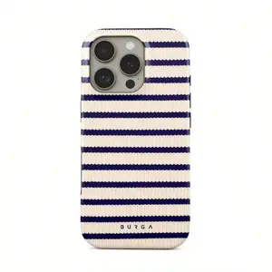 Burgi vintage-style iPhone case, navy stripes, sturdy protective case, is a gift for her and her loved one. Compatible with iPhone 17/16/15/14/13/12/11, an ideal holiday gift for friends, family, and yourself.