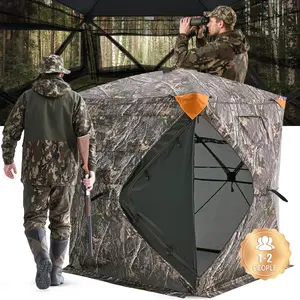 VEVOR Hunting Blind, TikTokShopBlackFriday, 270° See Through Ground Blind, 1-2 Person Pop Up Deer Blind for Hunting with Carrying Bag, Portable Resilient Hunting Tent, One-Way See-Through Mesh for Turkey and Deer Hunting