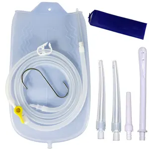 GNEGKLEAN Colon Cleanse Enema Bag Kit with 5.2ft Silicone Hose, 5 Enema Tips and Controllable Flow Valve- Home- 2 Quart Capacity Silicone Enema for Coffee and Water Colon Cleanse for Men and Women