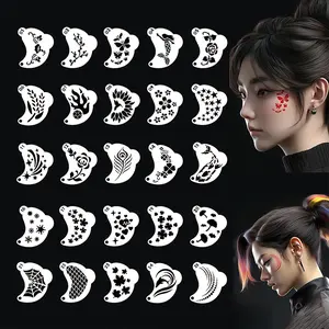 25 Piece Face Painting Templates, Reusable Pet-Friendly DIY Decoration Set, Colorful Hollow Design, Ideal for Christmas Stage Performances