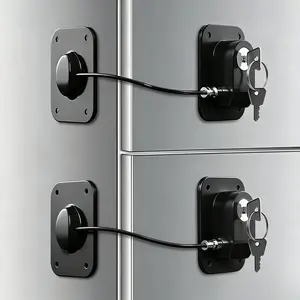 LMMAKE Refrigerator Lock 1 Pack ABS Plastic Fridge Lock with Silicone Wire Protection Easy Install Cabinet Locks Black Secure Home Safety ABS Plastic Construction Chain Linked Design
