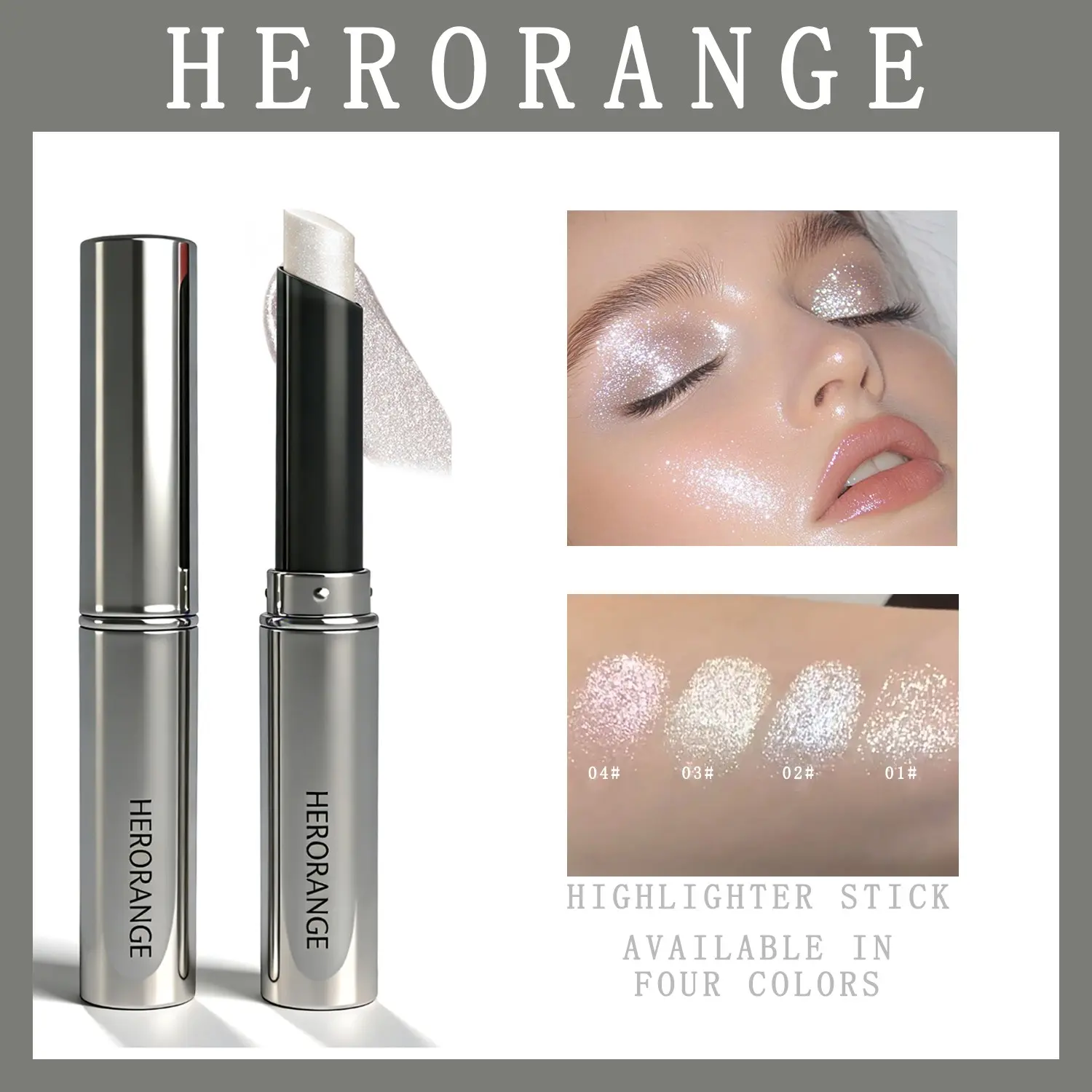Highlighter Stick, Glow Wand, Glow Seeker Highlighter, Highlighter Makeup, available in four shades, Long-lasting, perfect for music festivals, with a shimmering finish, Compact and portable for on-the-go touch-ups, suitable for all skin types
