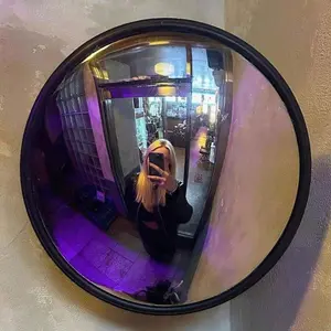 📸 The Ultimate "Fisheye" Selfie Spot! Black Art Decor Round Convex Mirror | Wide Angle Wall Mounted Mirror for Living Room, Trendy Industrial Aesthetic Prop, Wide Angle View