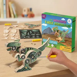 DIY Wooden Dinosaur Kit with Stickers (T-Rex) - Wood Craft Kit