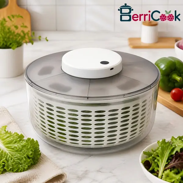 【Shop Deal】6.3 QT Electric Salad Spinner, 1-Touch 6L USB-C Rechargeable Vegetable & Fruit Dryer with Removable Basket and Clear Bowl for Kitchen Use