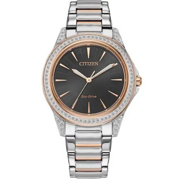 Citizen Crystal Black Dial Ladies Watch EM0946-58E