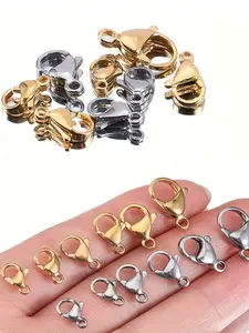 50pcs Stainless Steel Lobster Claws, Secure Claw Connectors for Bracelets & Necklaces, DIY Jewelry Making Materials, All Seasons, Secure Clasp