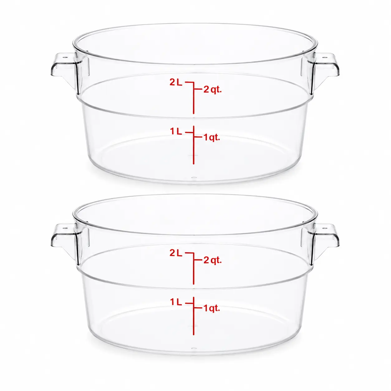 Cambro Clear 2 Qt Round Food Storage Containers with Handles - Pack of 2