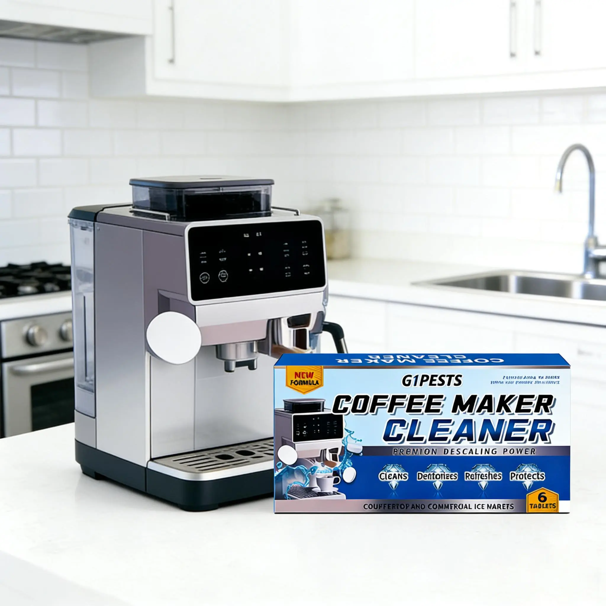 Coffee Machine Descaling Cleaner Tablets - 6 Pack, Home Care Deep Cleaning Tabs for Drip Coffee Makers, Espresso Makers, Ice Machines
