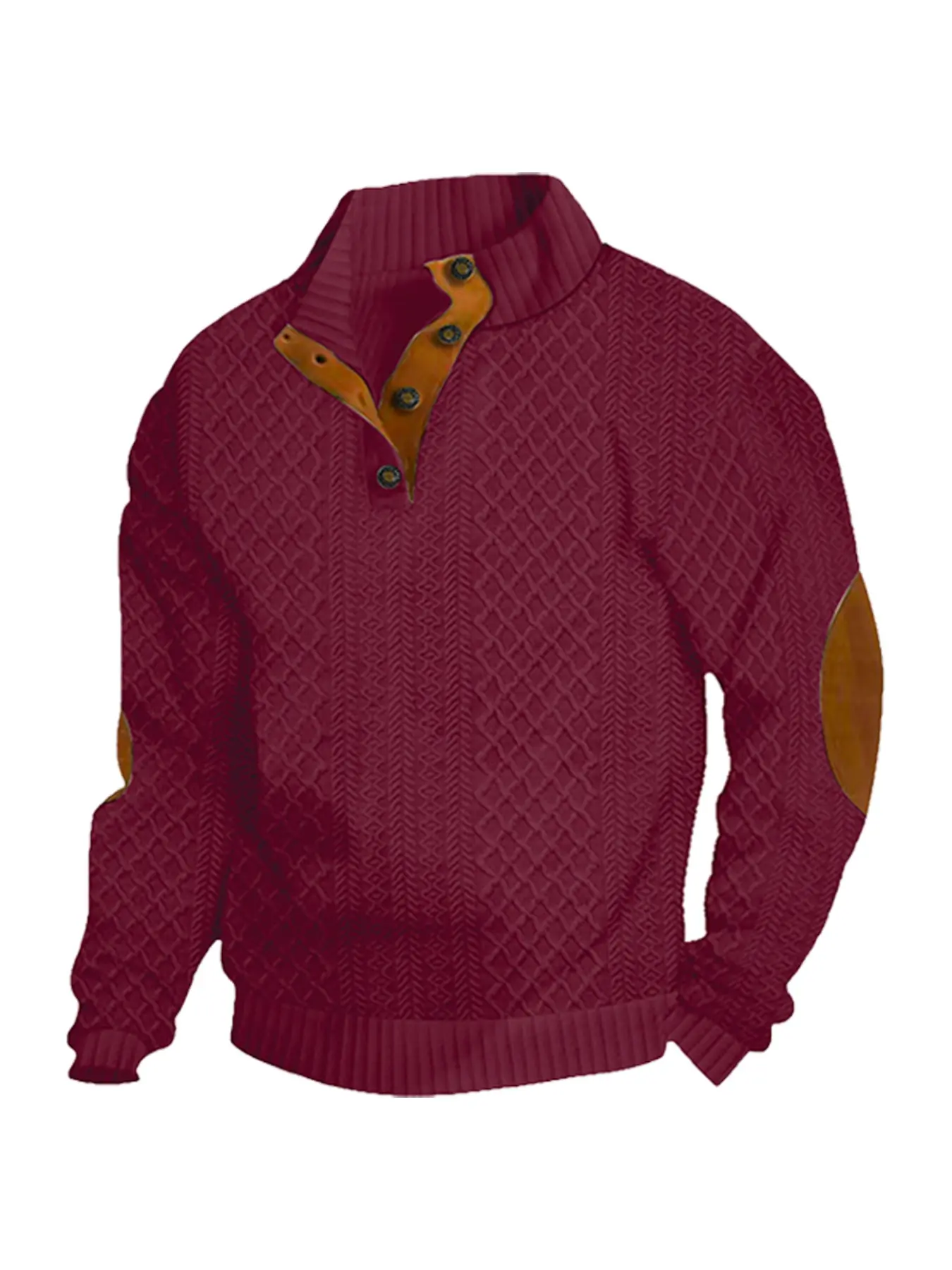 A men's knitted jacquard long-sleeved Henley hoodie, Fitted, comfortable fabric, casual style, suitable for men's daily in autumn and winter, essential for men's gatherings and dates.