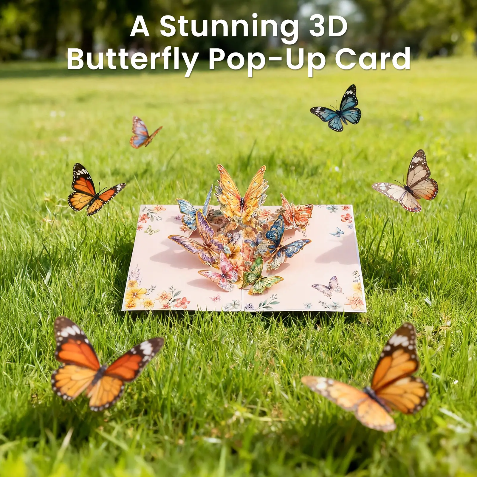 【Trending Gift Idea】3D Butterfly Pop-Up Card, Vibrant Floral Butterfly Bouquet Greeting Card, Perfect Birthday, Anniversary, Mother's Day, Valentine's Day Gift for Her, Mom, Wife, Friend, All Occasion Surprise Card