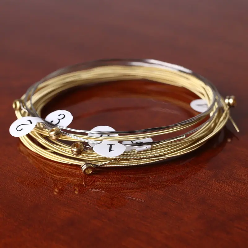 Acoustic Guitar String, 1 Set Brass Hexagonal Steel Core Sleeve String, Musical Instrument Accessories for Guitar, Ukulele, Banjo, Mandolin, Metal, Guitar Strings Acoustic