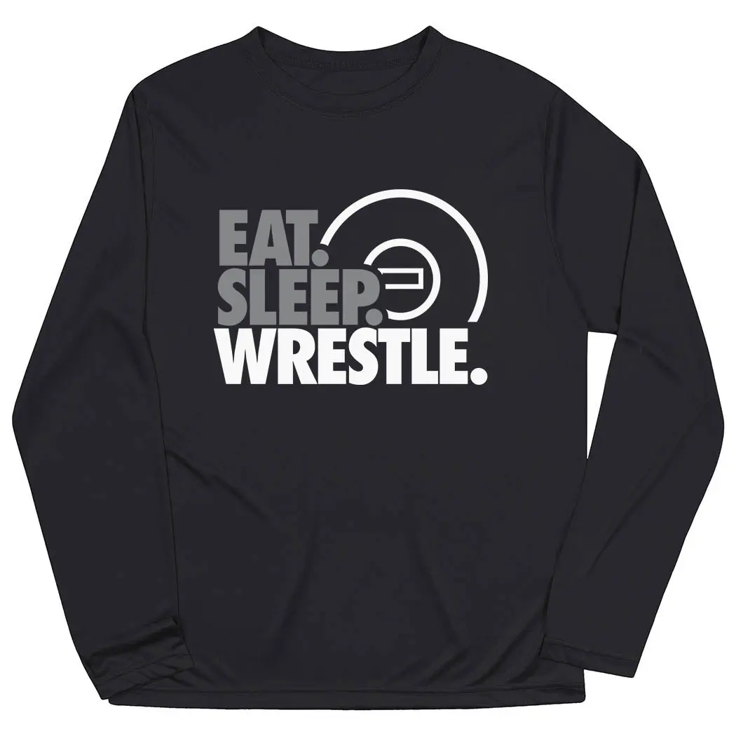 Wrestling Long Sleeve Performance Tee - Eat. Sleep. Wrestle.