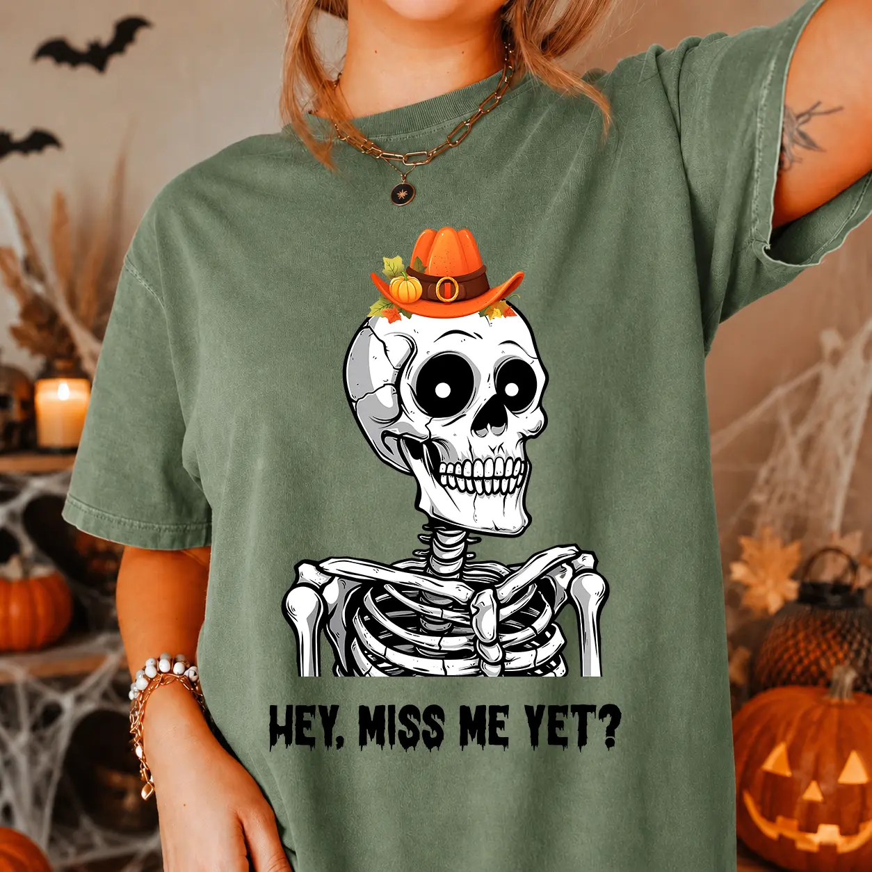 Comfort Colors Skeleton t-shirt, Skeleton Halloween Shirt, Miss Me Yet Quotes Tshirt, Womens Halloween Shirt, Halloween Skeleton Quotes Shirt, Cute Halloween Gift