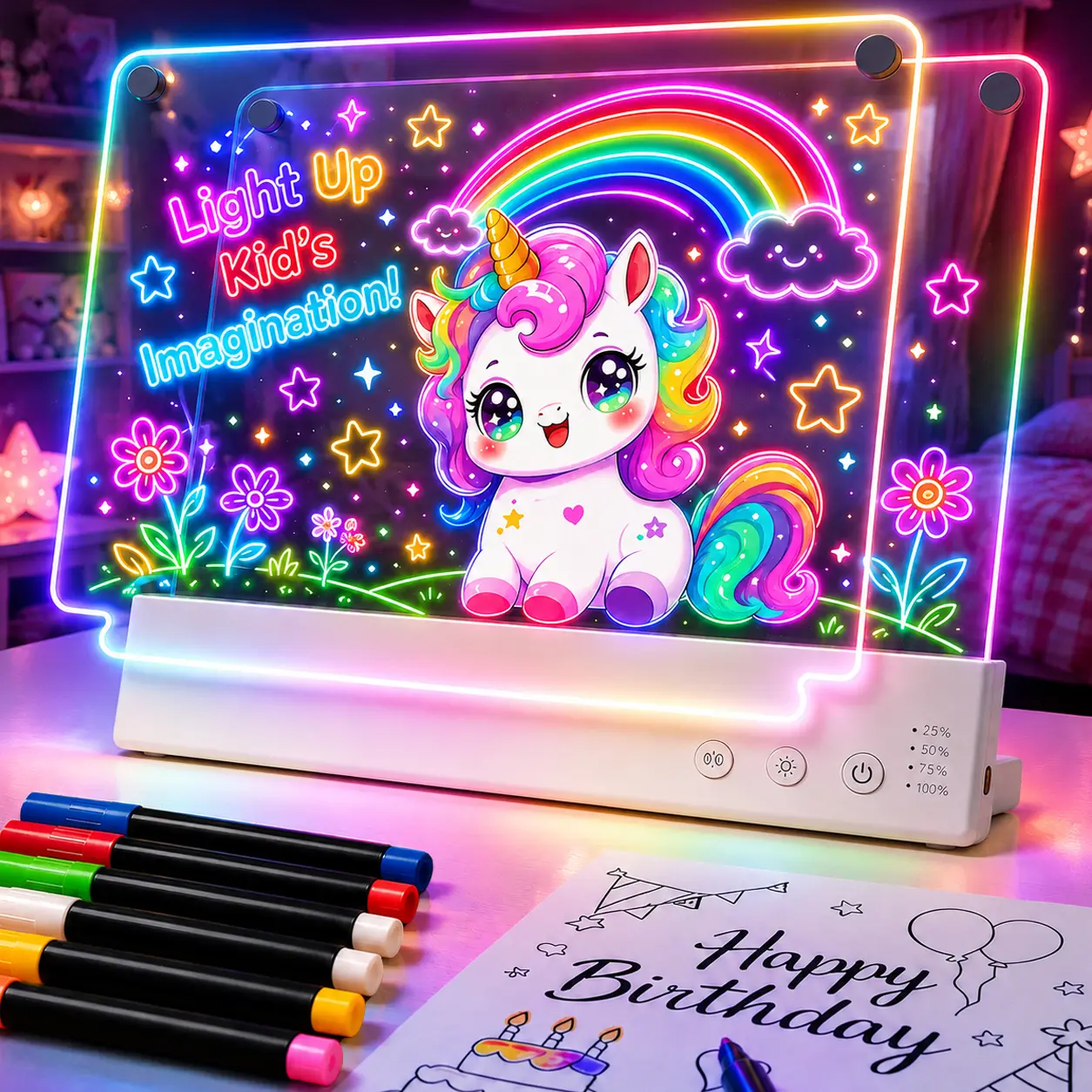 Glowdle Dual-Layer Rechargeable LED Drawing Board for Kids, 16" Glow Doodle LED Note Board with Color Lights, Acrylic Dry Erase Light Up Drawing Pad, Drawing Tablet Gifts for Easter Birthday Christmas Gift Ideas craft toy drawing ideas