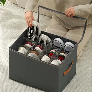 Foldable Storage Box with Lid, Dust-Proof and Visible, Multi-Purpose Organizer for Shoes, Shoe Containers, Clothes, Accessories, Daily Use, Dustproof Storage Box, Folding Storage Box, Dustproof Organizer Boxes