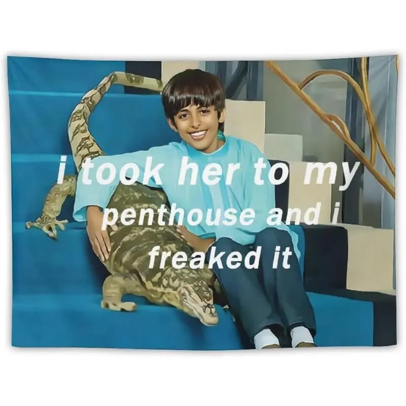 BionZax "I Took Her To My Penthouse and I Freaked It Ravi" Funny Meme Tapestry Peachskin Velvet Hanging Decoration Items, Indoor Room Decor Supplies for Bedroom