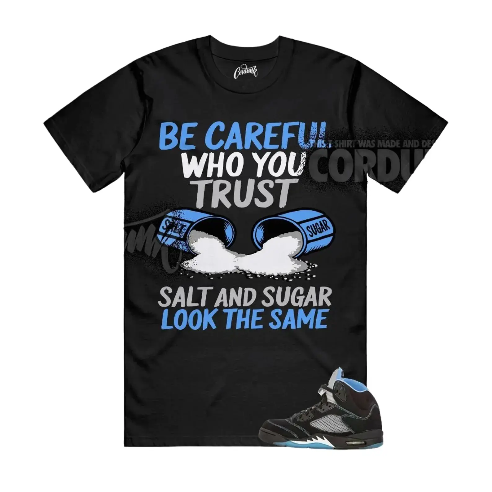 AJ5 Black Uni Blue White Matching Shirt, Salt and Sugar Look The Same Graphic Tee, Rap HipHop Unisex T-Shirt, Gift For Women and Men, Best Gift