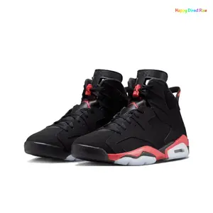 Black Suede Upper High-Top Retro Basketball Shoes with Red and Grey Accents