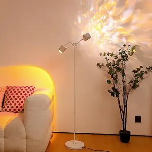 Adjustable Height USB Plug-In Dual Light Floor Projection Lamp, Sunset Wave Pattern Projector Gift for Home Decor Photography