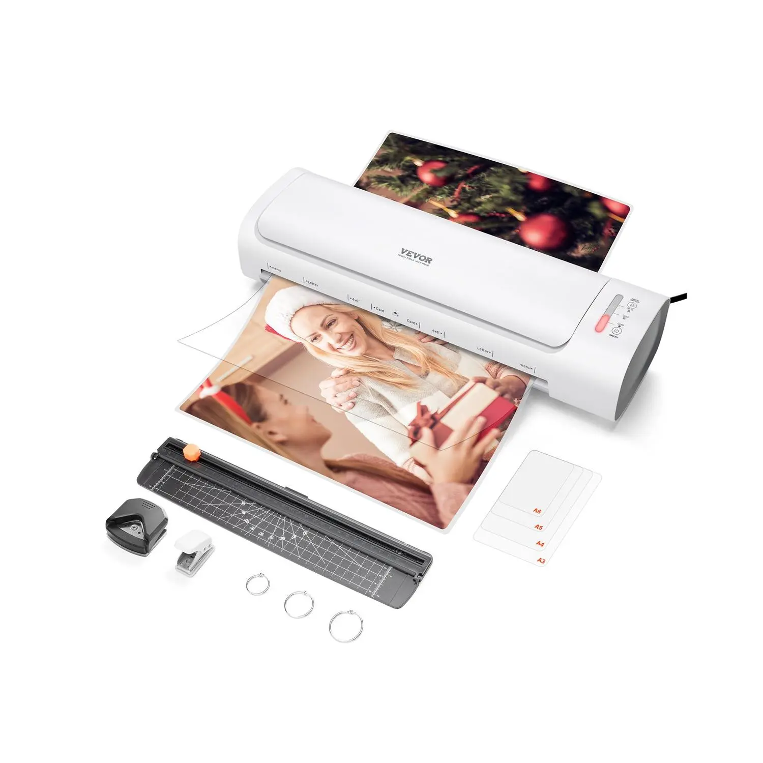 VEVOR Laminator Machine, Cold and Hot Laminator for Max A3 Paper Size, 1 min Quick Warm Thermal Laminator, 3-5 mil Thickness, Ideal for Home, Office, Business, or School Supplies, White + GreySummervibes