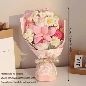 1 Bunch Handmade Knitted Flower Crochet Flower Decor, Cute Knitted Flower Bouquet Artificial Flowers, Room Decor & Gift for Her, Ideal for Weddings, Anniversaries, Valentine’s Day, Birthday, Mother’s Day & Thanksgiving #TOP PICKS