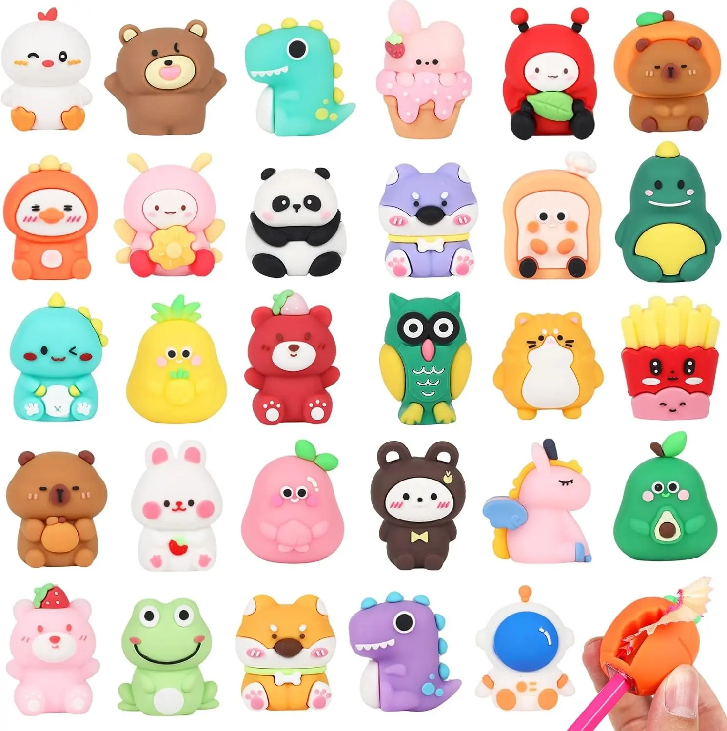 30 Pcs Cute Pencil Sharpeners, Manual Small Animal Pencil Sharpeners Bulk for Classroom School Supplies Home Office