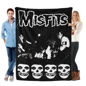 Misfits Live Concert Flannel Blanket Vintage Punk Rock Band Throw with Iconic Live Performance & Skull Design – Ultra-Soft, Cozy, and Perfect for Punk Fans, Bedroom Decor, and Gifting, Ideal for Year-Round Snuggling.
