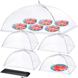 5PCS Outdoor Food Covers - Includes 1 Extra Large (40 X 25 Inches) And 4 Large (17 X 17 Inches) Mesh Tents for Picnics And Pool Parties, Designed to Pop Up And Collapse Easily
