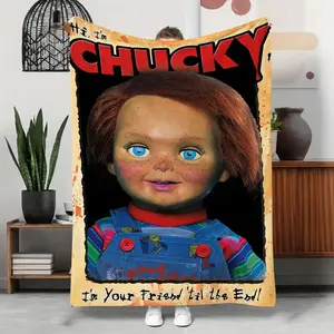 Chucky horror movie themed blanket - warm, lightweight and comfortable, suitable for all seasons, suitable for sofa, bedroom, office