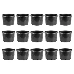 Pro Cal 10 Gallon Premium Nursery Planter Garden Grow Pots, Black (Set of 15)