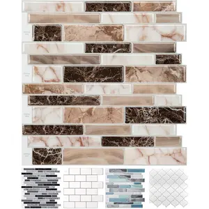 10-Sheet Peel and Stick Tile Backsplash, Vinyl 3D Self-Tile Stickers for,, Counter Top, Marble 77