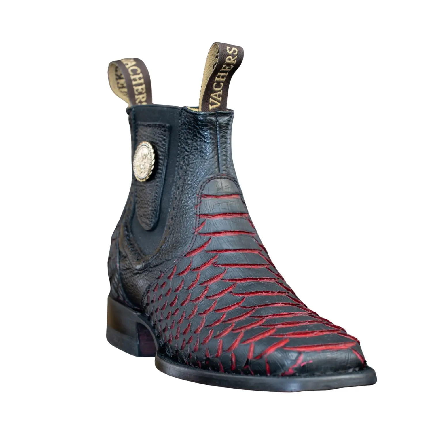 Botines Vachers Python Imit. Negro/Rojo cj 50