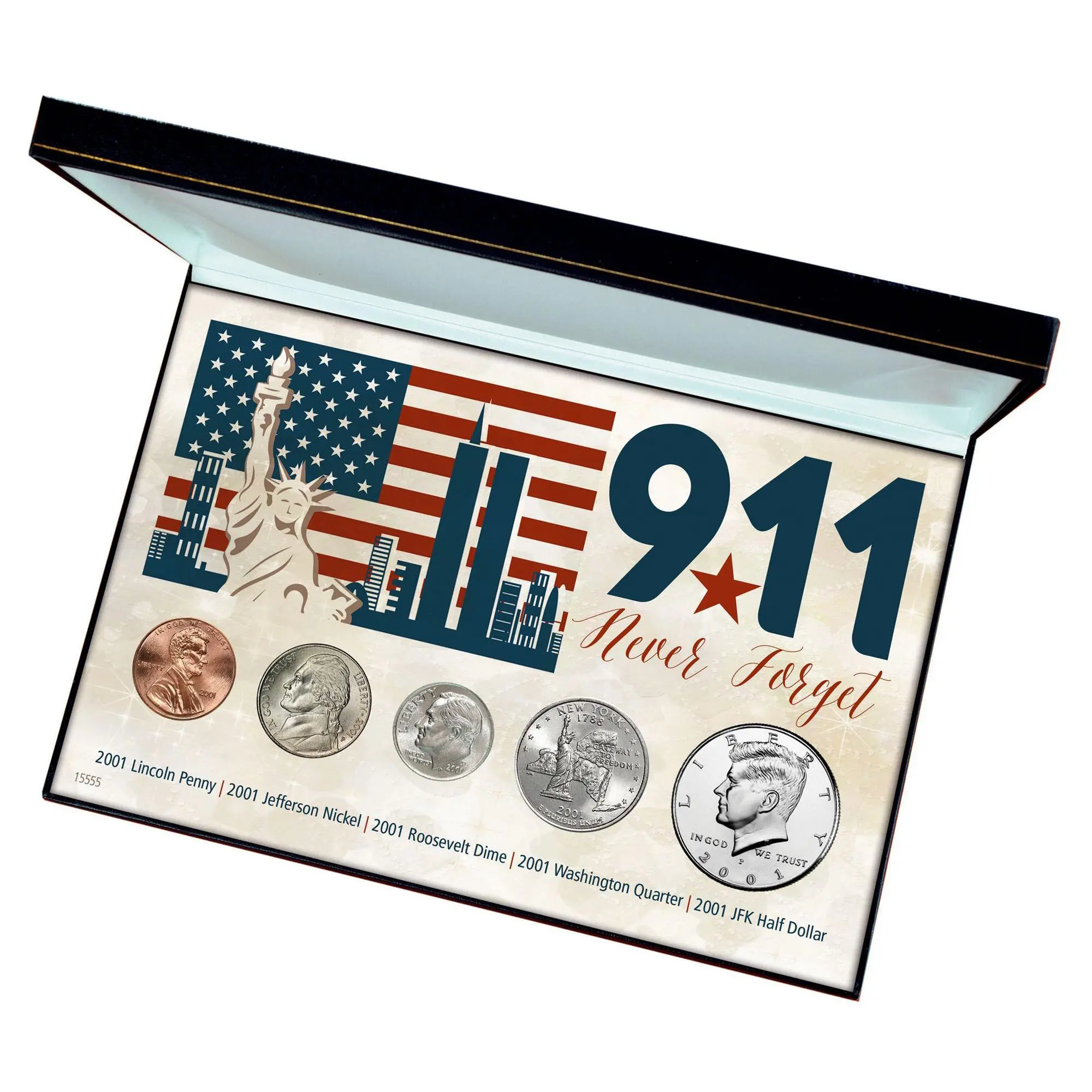 9-11 Never Forget Coin Collection in Display Bo x