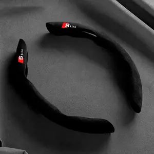 Suede Car Steering Wheel Cover Breathable Anti Slip Easy Installation Accessories For Audi Sline A3 A4 A5 A6 A7 A8 Q3 Q5 Q7 A8L S6 S7 S3 Q2L Q5L Premium Finish