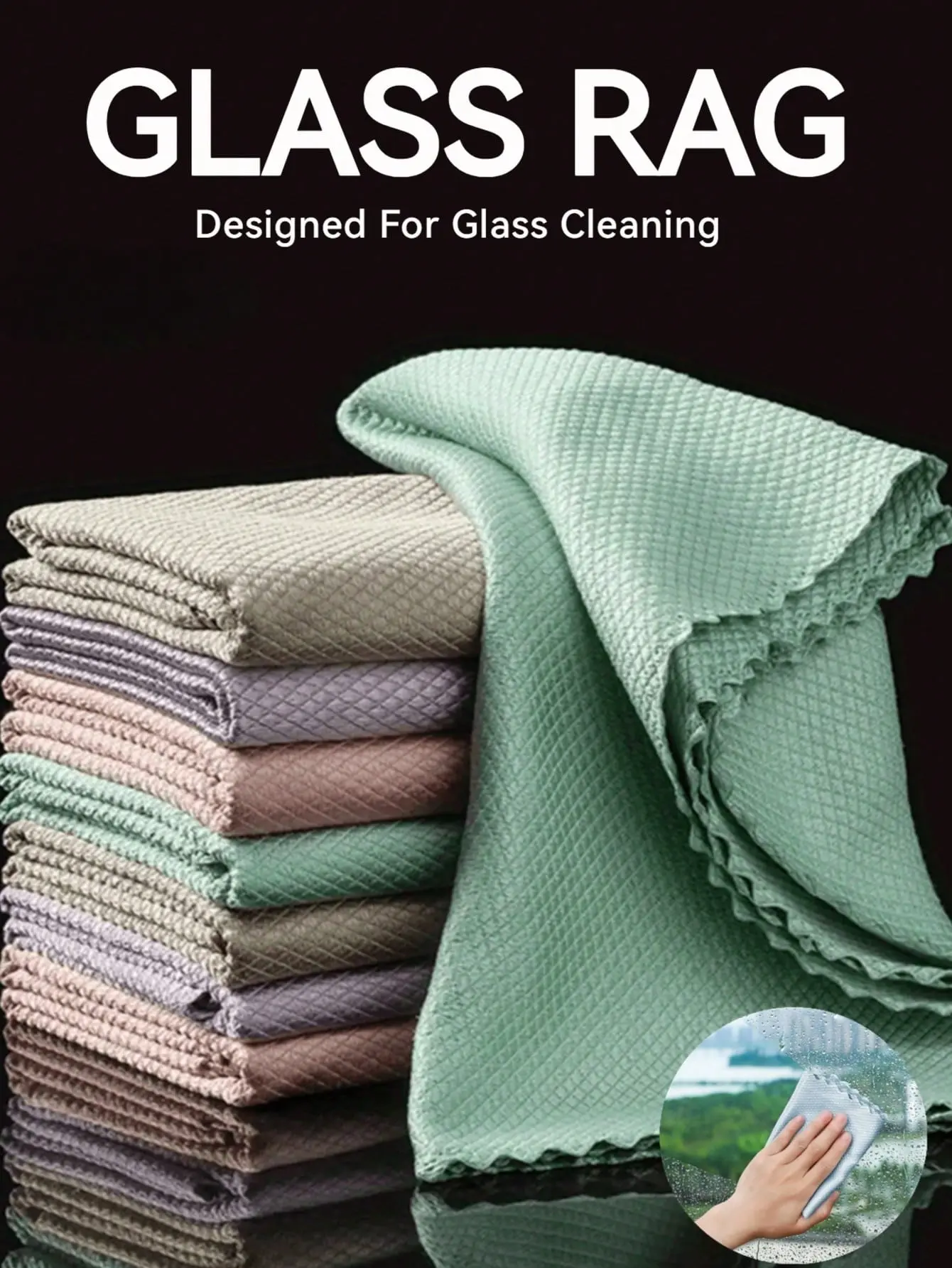 10pcs Magic Cleaning Cloth, Fish Scale Pattern Glass Cleaning Cloth Set, Lint-Free, Water-Spot Free, Kitchen And Household Cleaning Cloth, Microfiber Cleaning Cloth, Car Wash Towel, Bathroom Mirror Cleaning Cloth, Dry And Wet Use, Random Color.