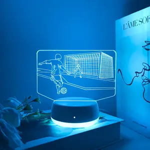 1pc Football Goalkeeper 3D Night Light, Seven Color Changing, USB Powered Touch Switch, Ideal Gift, Desk Decoration Lamp, Atmosphere Light, Party Light