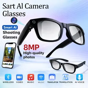 HURUR AI-enabled 8MP Photochromic Lenses Smart Glasses with Bluetooth UV Protection for Travel Outdoor Adventures Hands-Free Photography Real-Time Translation in 160 Languages Wireless Wearable