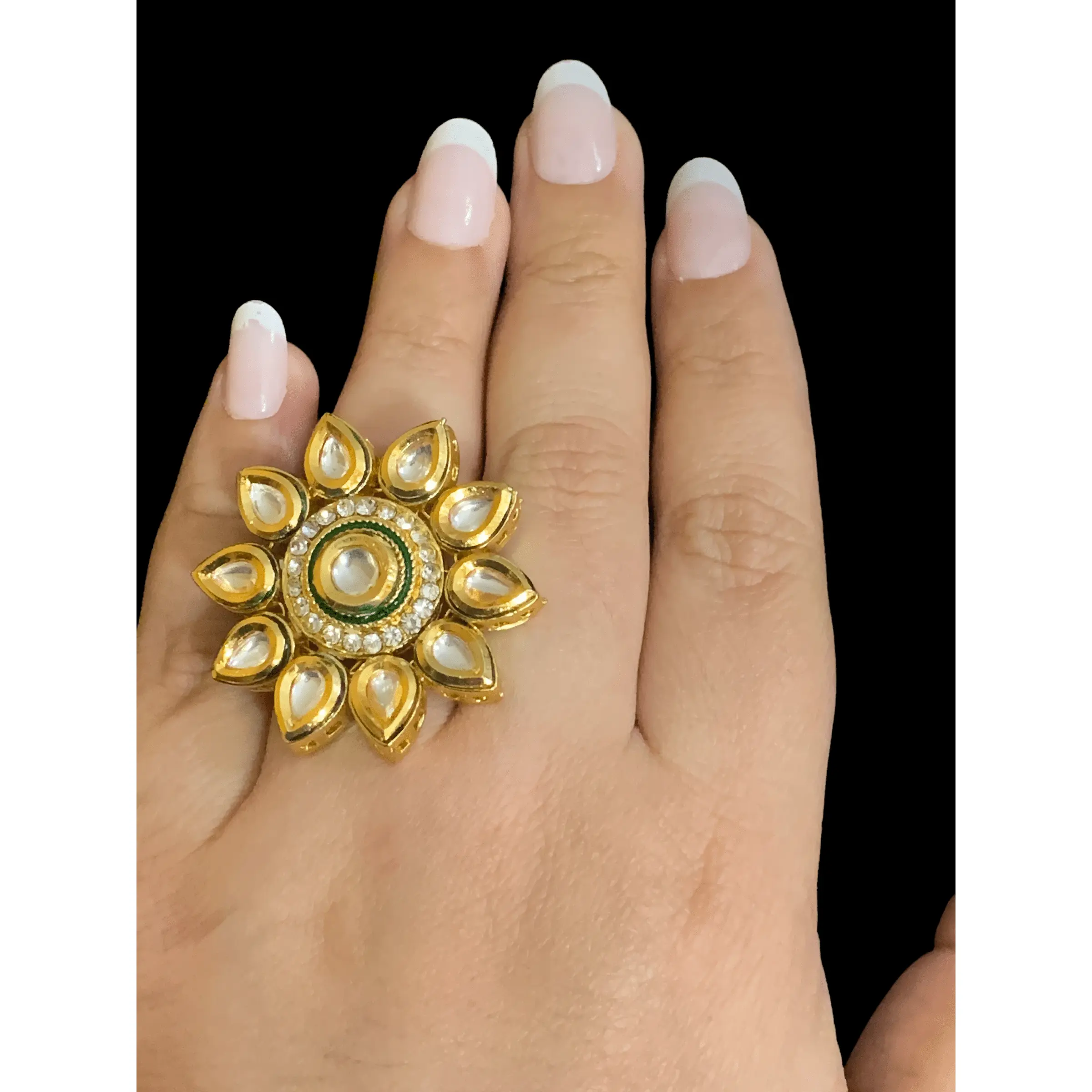 DJR115 Kundan statement ring ( READY TO SHIP)