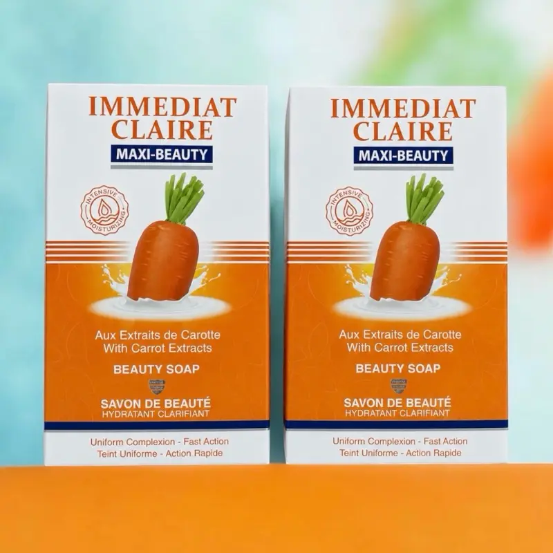 IMMEDIATE CLAIR MAXI-BEAUTY Carrot Extract Clean Soaps (2 Pack) - 190g/6.7oz Each, Daily Bath & Shower Moisturizer, Hydrating Body Care Cleanser for Natural Beauty Regimen Cleansing