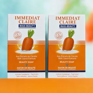 IMMEDIATE CLAIR MAXI-BEAUTY Carrot Extract Clean Beauty Soaps (2 Pack) - 190g/6.7oz Each, Daily Bath & Shower Moisturizing Body Care Cleanser