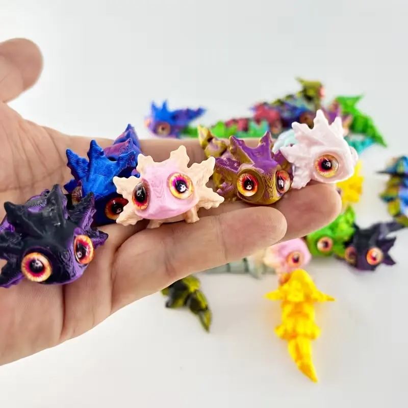 3D Printed Color Changing Gradient Dragon Figurine, Moving Joints, Mixed Color Pla Material, Perfect Gift for Christmas, Valentine's Day, Mother's Day, Articulated Animal Figurines, Decorative Figurine