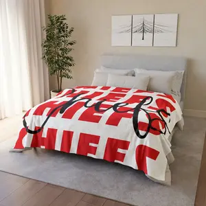 Chiefs Soft Polyester Blanket, Chiefs Cozy Throw Flannel Blanket, Football Fan Blanket, Game Day Gift, Game Day Blanket