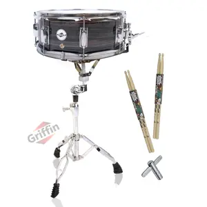 Snare Drum Kit by GRIFFIN | Includes Snare Stand, 2 Pairs of Maple Drum Sticks & Drum Key | 14" x 5.5" Poplar Shell | Percussion Musical Instrument Practice Package for Students & Professionals