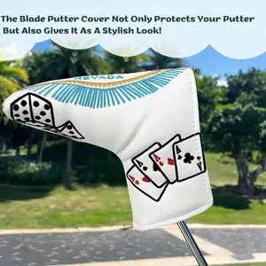 American classic style golf putter cover, universal straight putter cover, high-quality PU leather, firm fit, shock absorption and cushioning, premium texture, vintage embroidery craftsmanship, personalized trendy golf accessory