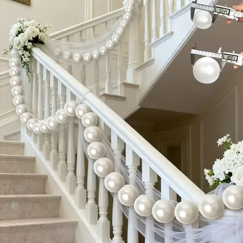 20 Faux Pearls (3.15 Inches), Pearl Wreath Staircase Decor, Home Wedding Party Decoration Supplies, DIY Pearl Strand Hanging Ornament, Party Accessory, Party Decor Design