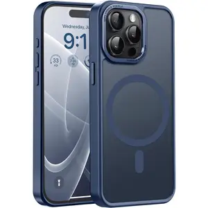 Upgraded Magnetic Phone Case for iPhone 15/15 Pro/15 Pro Max/15 Plus Case [Compatible with Magsafe] [Mil-Grade Protection], Slim & Tough, Pocket-Friendly, Translucent Phone Cases Cover