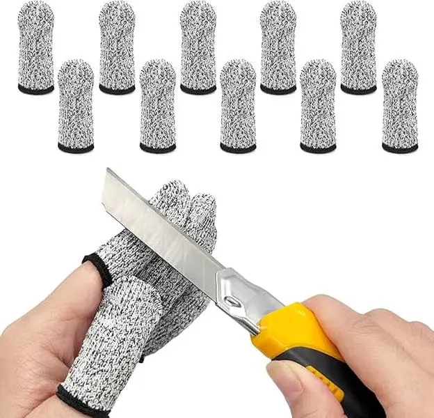 10 PCS Finger Cots Cut Resistant Protector, Finger Covers for Cuts, Gloves Life Extender, Cut Resistant Finger Protectors for Kitchen, Work, Sculpture, Anti-Slip, Reusable